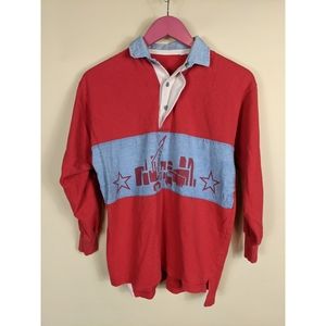 Vintage 1980s/90s Coca-Cola Rugby Polo Shirt Long Sleeve Pullover
